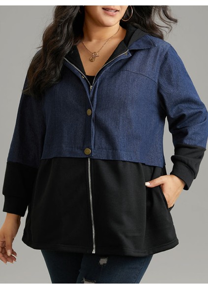 Women's denim patchwork coat