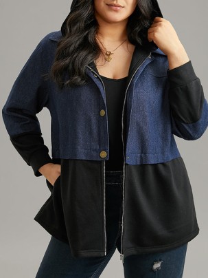 Women's denim patchwork coat