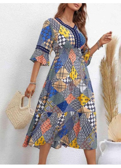 Women's geometric pattern printed dress