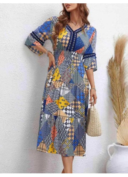 Women's geometric pattern printed dress