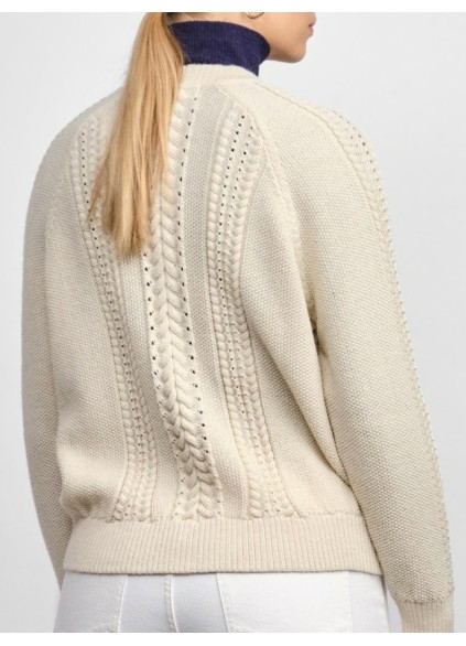 Women's gray white woven wool sweater