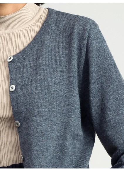 Women's gray woven wool sweater