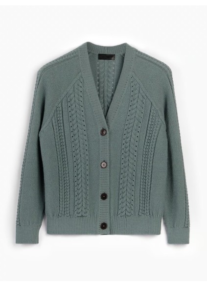 Women's green woven cardigan