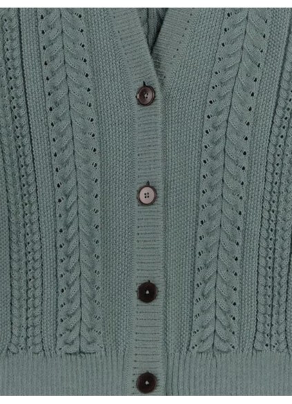 Women's green woven cardigan