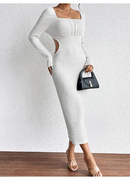 Women's hollowed out slim knit dress