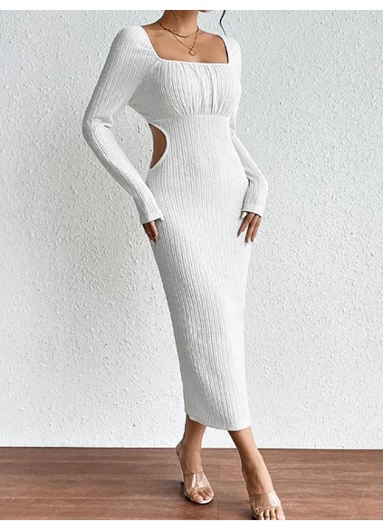 Women's hollowed out slim knit dress