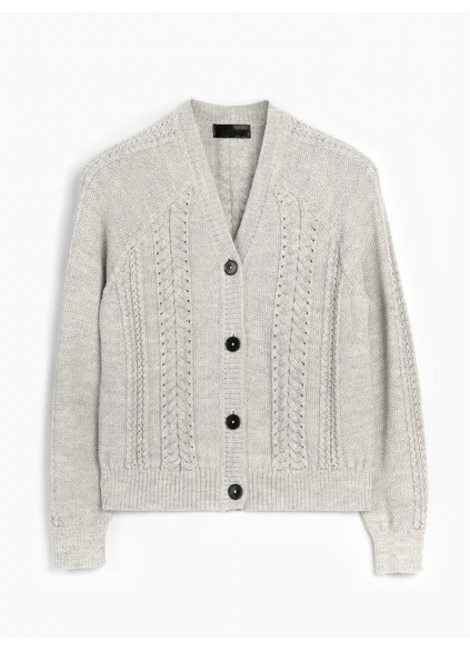 Women's light gray woven wool sweater