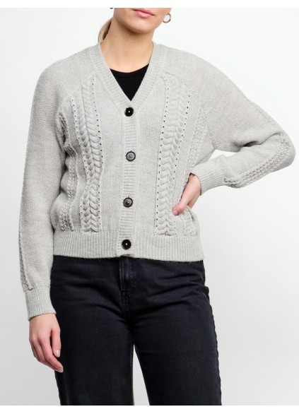 Women's light gray woven wool sweater