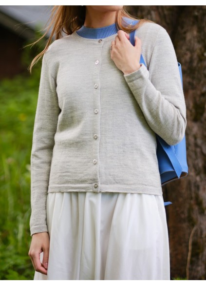 Women's light grey woven wool sweater