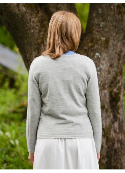 Women's light grey woven wool sweater