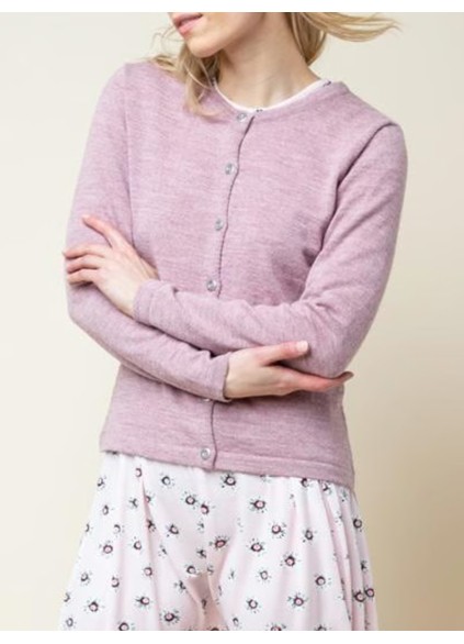 Women's light pink woven wool sweater