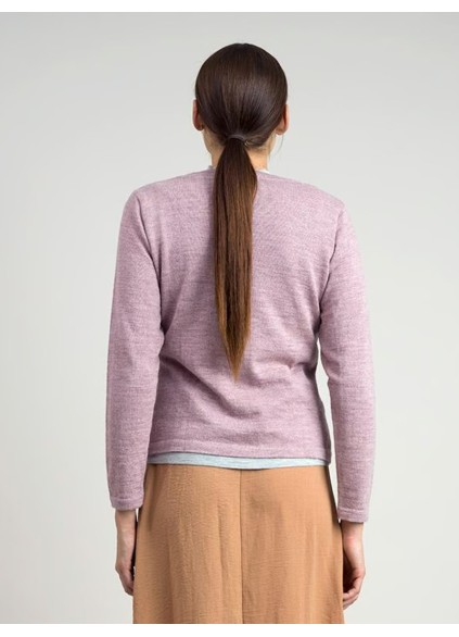 Women's light pink woven wool sweater