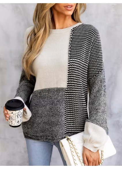 Women's patchwork drop sleeve sweater