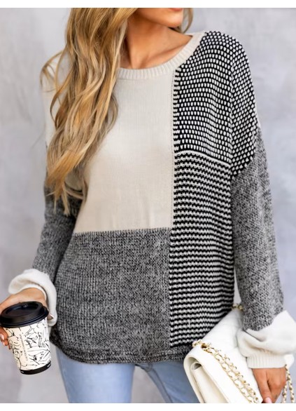 Women's patchwork drop sleeve sweater