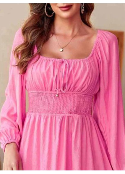 Women's pink bubble sleeved dress