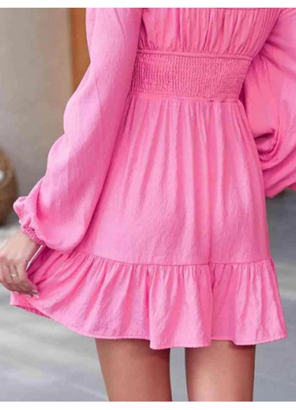 Women's pink bubble sleeved dress