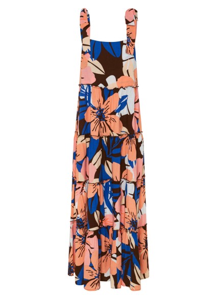 Women's printed holiday dress with shoulder floral print