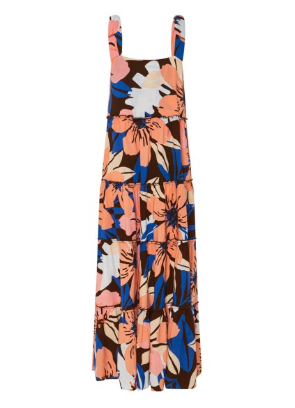 Women's printed holiday dress with shoulder floral print