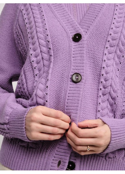 Women's purple braided cardigan