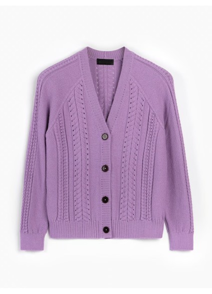 Women's purple braided cardigan