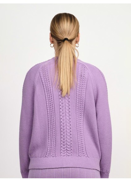 Women's purple braided cardigan