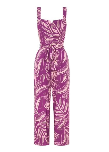 Women's purple floral print holiday loose wide-leg jumpsuits