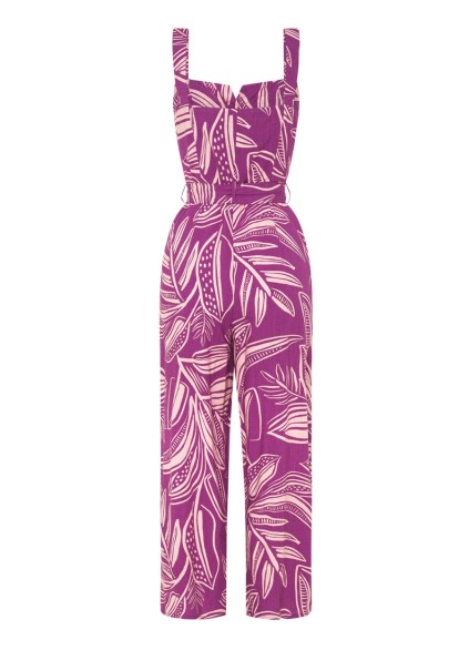 Women's purple floral print holiday loose wide-leg jumpsuits