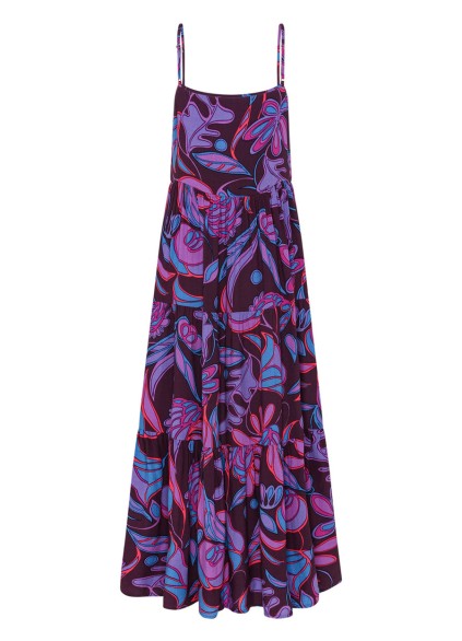 Women's purple halter holiday print dress