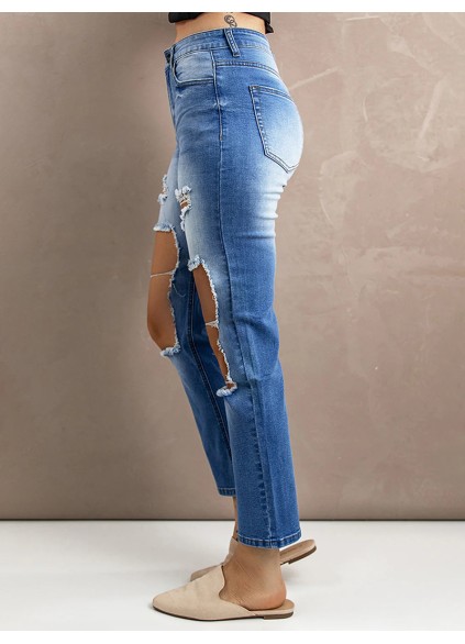 Women's ripped gradient jeans