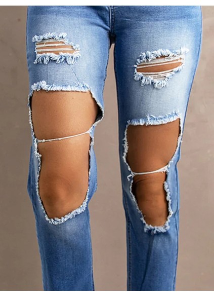 Women's ripped gradient jeans