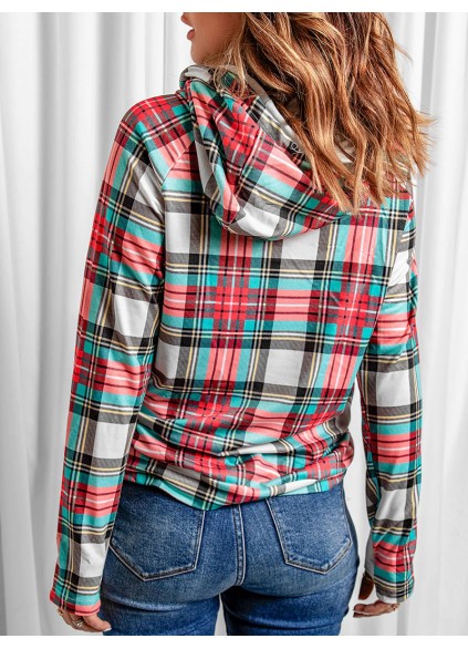 Women's Simple Plaid Hoodie