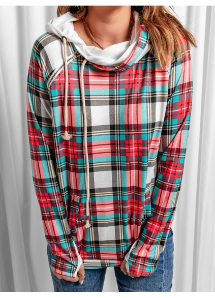 Women's Simple Plaid Hoodie