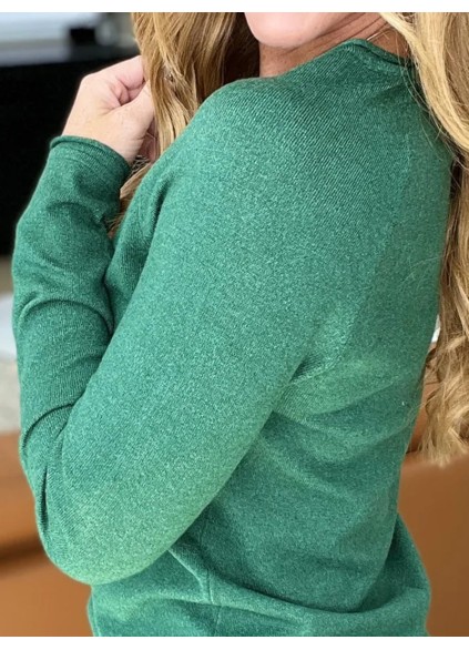 Women's simple solid color crew neck sweater