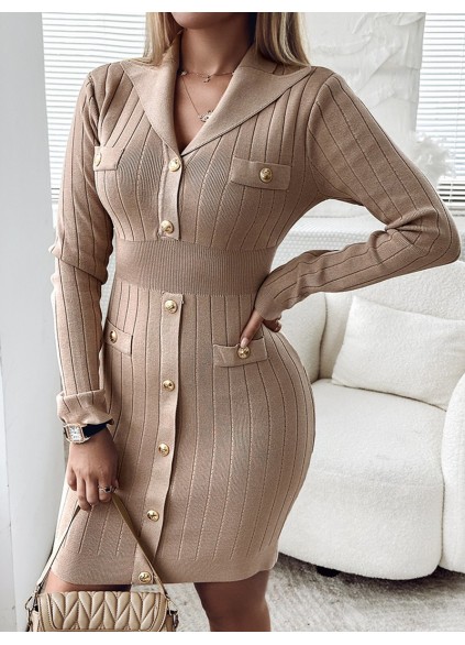 Women's slim long sleeve knitted dress