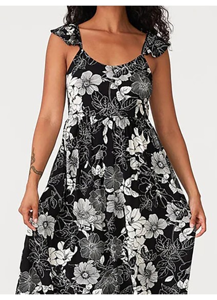 Women's V-neck printed casual dress