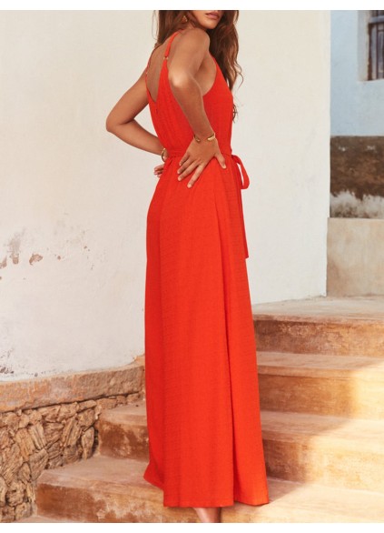 Women's vacation loose wide-leg jumpsuits