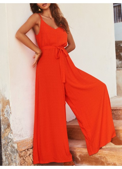 Women's vacation loose wide-leg jumpsuits