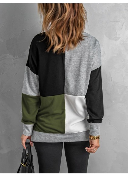 Women's versatile color block crew neck sweatshirt