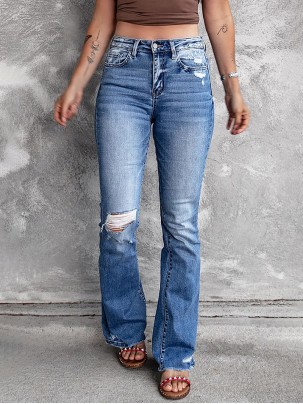 Women's versatile micro-flared jeans