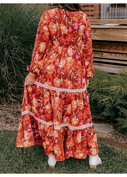 Women's Warm Floral Print Dresses